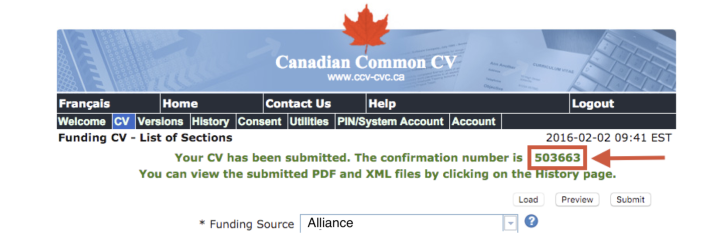 Canadian Common CV Screen Shot