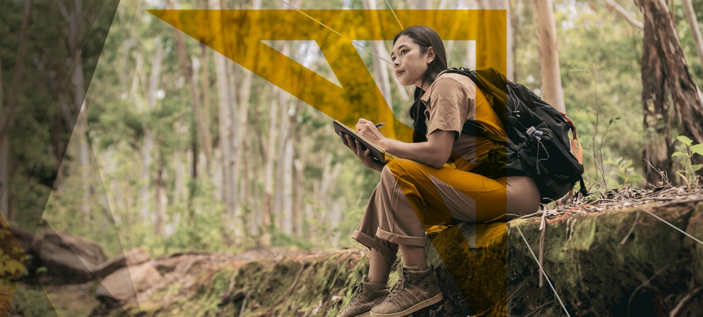 Person Sitting in Forest